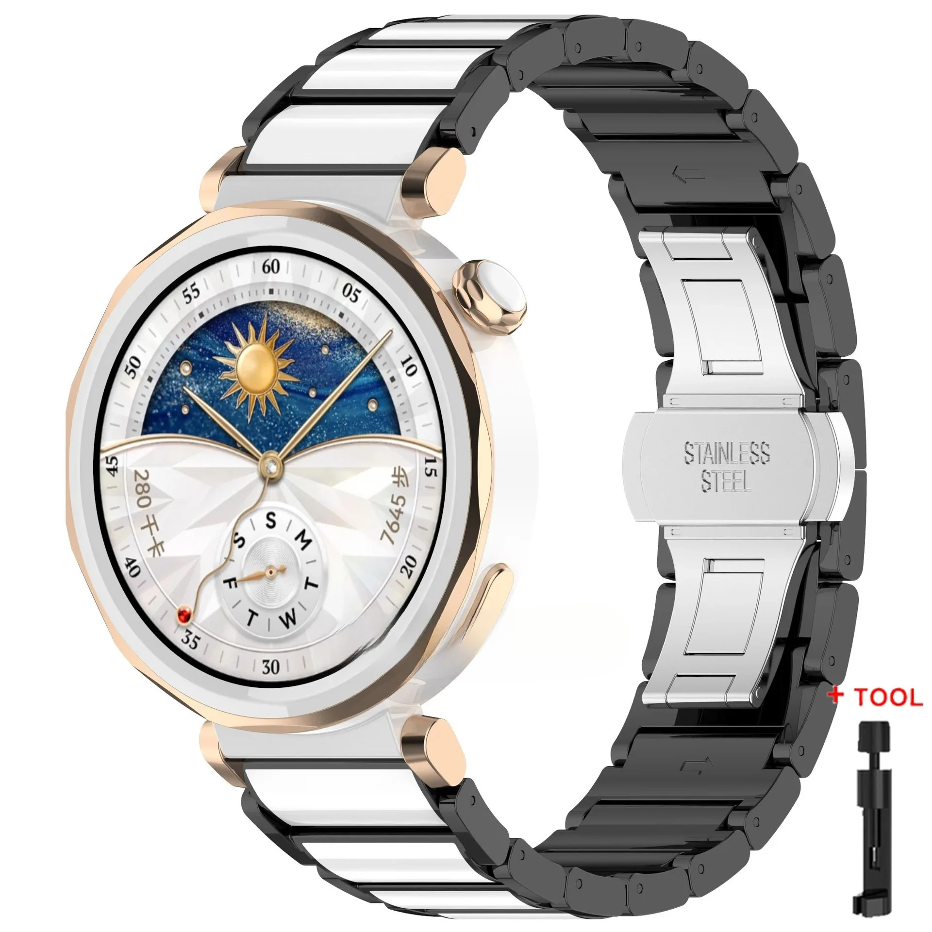 Elegant 18mm Ceramic Smartwatch Strap - Stylish Bracelet Accessory