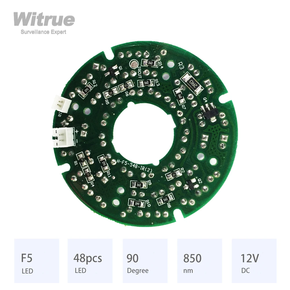 Witrue 48pcs IR LED tepelné záření nasednout 850 nm 90 stupňů pro pozorování CCTV fotoaparátů noc vidění příslušenství