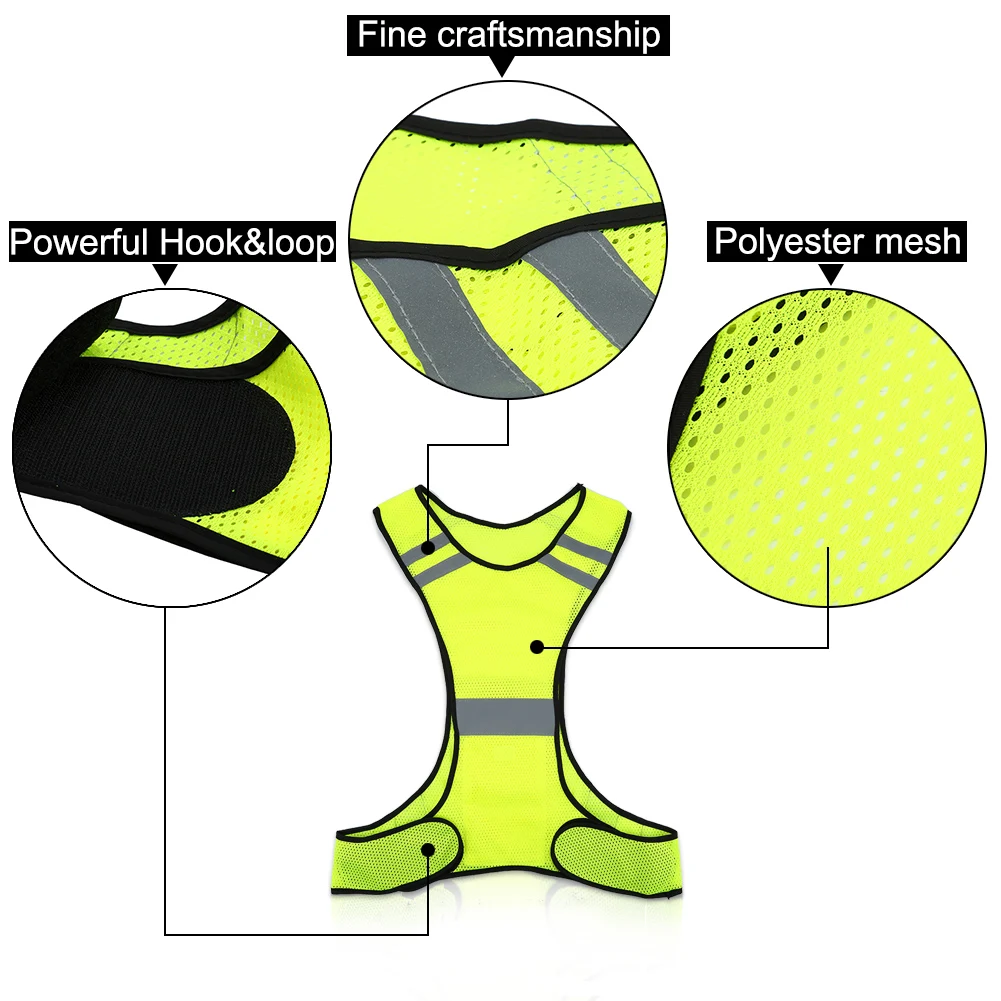 High Visibility Running Vest Breathable Fluorescent Mesh Vest Lightweight Adjustable for Mens Womens Outdoor Night Riding