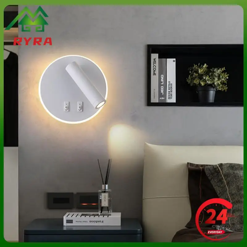 스위치가 있는 LED 조명 스포트라이트, 침대 옆 침실 호텔 복도용 실내 조명, USB 충전, 220v, 350 도 회전