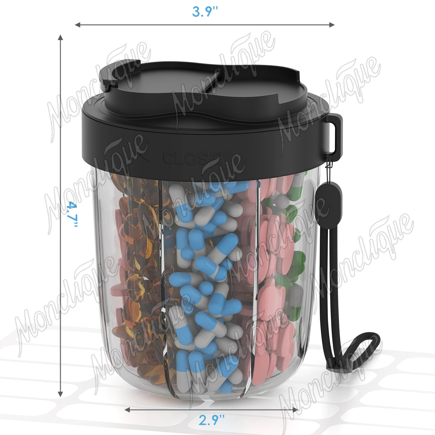 7 Grids Large Storage Pill Cup Bottle Organizer Supplement Dispenser Holding 7 Various Vitamins Travel Pill Case Box Container