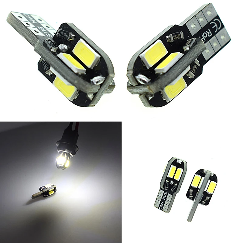 

2 шт., Автомобильные светодиодные лампы T10 5630 8SMD 12 В 8000K