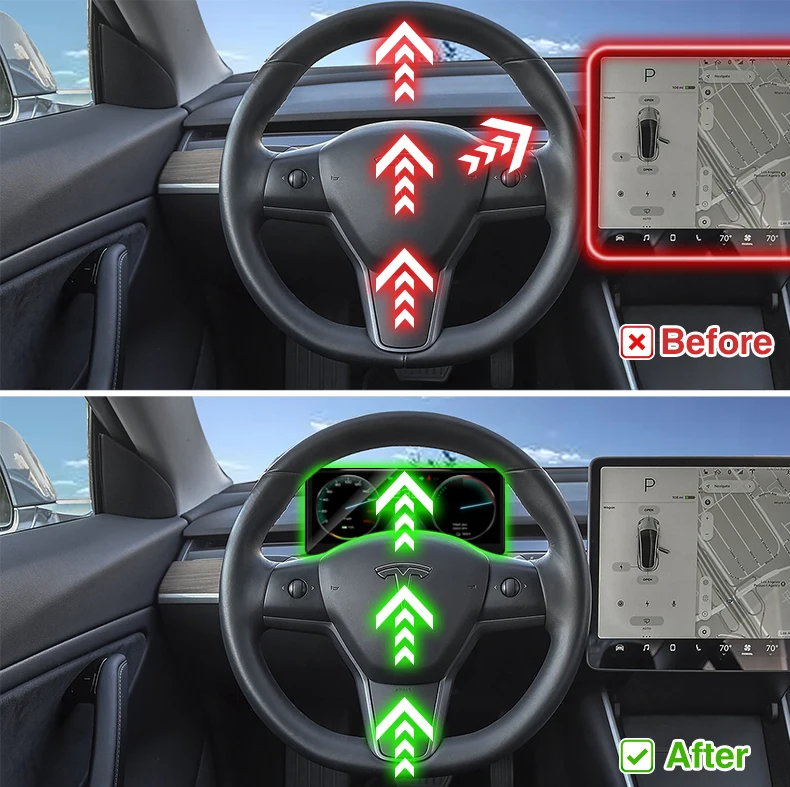 Head Up Display For Tesla Model 3 Y 2017-2024 9-inch Dashboard Digital HighlandH
