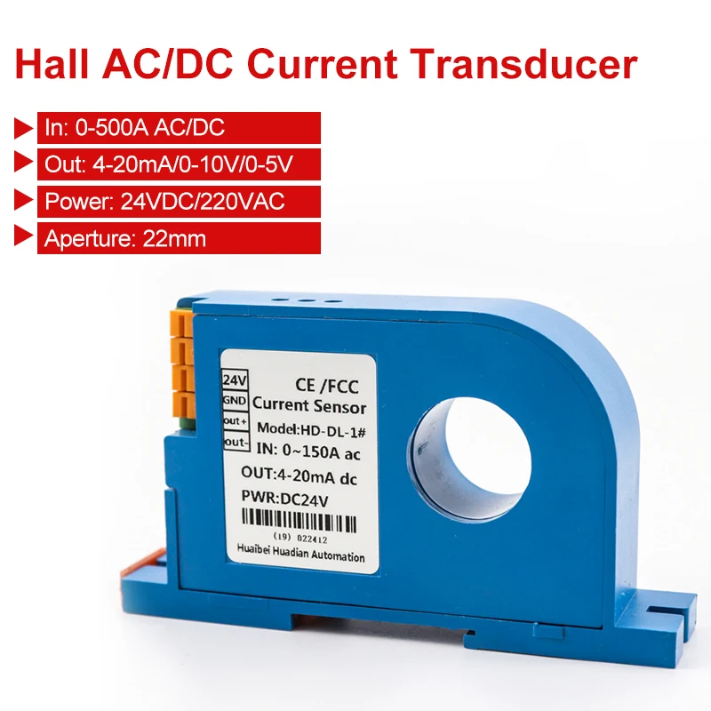 0-1000A DC Current Sensor Hall Effect Perforated AC Current Transmitter ...