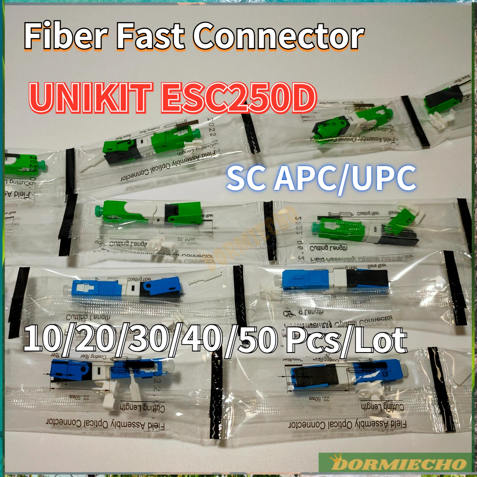 

100% High Quality ESC250D UNIKIT SC APC/UPC Optic Fast Connector 10/20/30/40/50Pcs FTTH Single Mode Optic Fiber Quick Connector