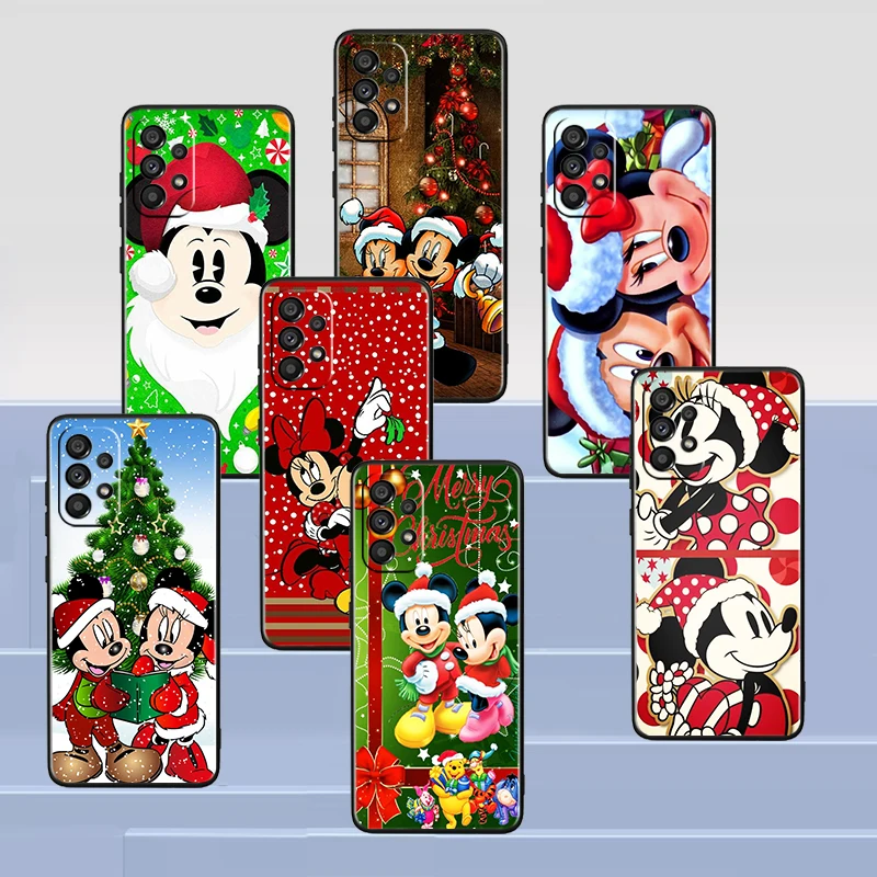 Natale Mickey Minnie Per Samsung A53 A52 A54 A13 A12 A32 A71 A33 A73 A72 A51 A21S A04 A03 5G Cover Nera Per Telefono