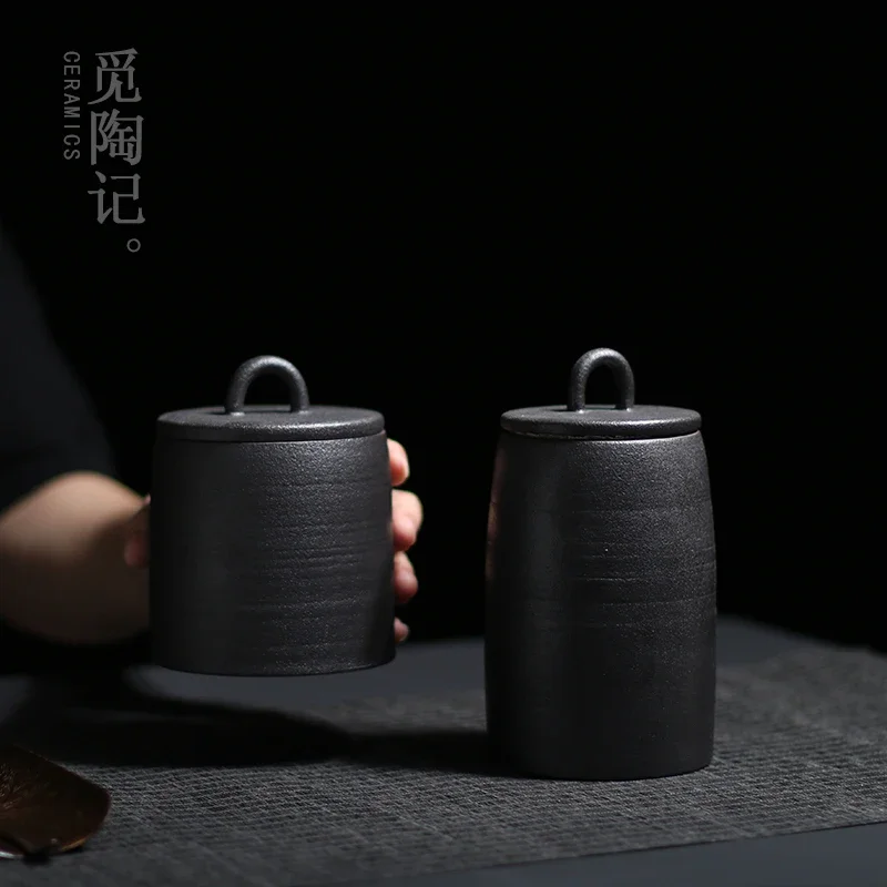 Stoneware Tea Tins Porcelain Sealed Jar Household Large and Small Size Japanese Style Tea Container Box Jar Storage tea tin box tea canister ceramic storage jar airtight container