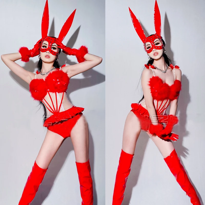 

Костюмы для косплея на Хэллоуин Gogo, сексуальная женская одежда для танца на шесте, красная женская одежда для бара, ночного клуба, Dj, Ds, сценический костюм Rave XS7054
