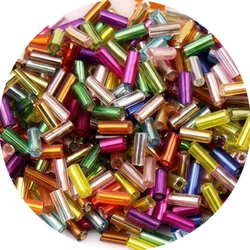 Premium Silver Core Glass Tube Beads for DIY Embroidery and Crafts (01 Mixed Colors)