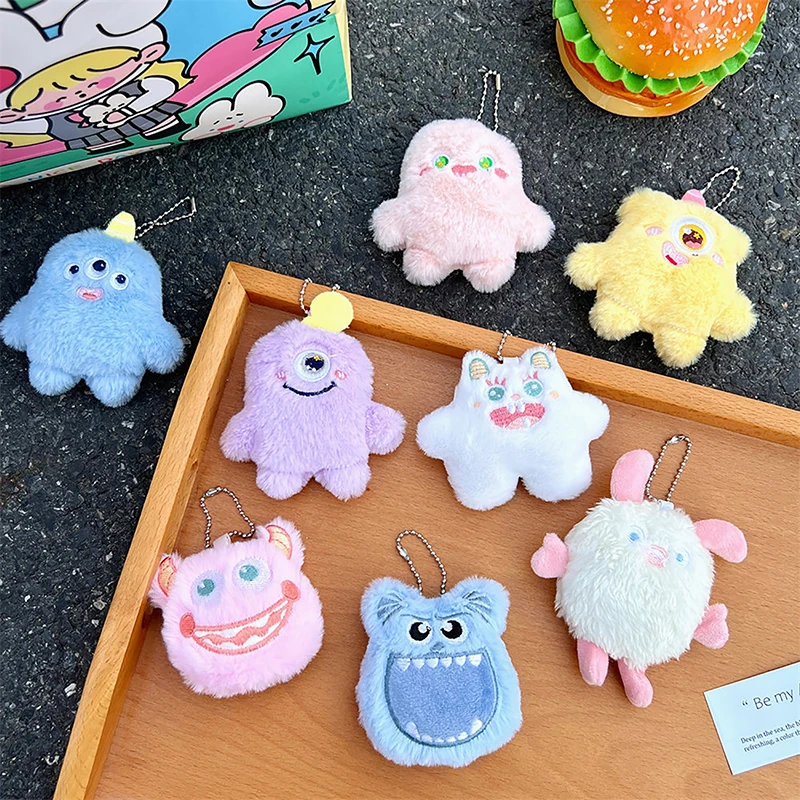 Kawaii Fuzzy Plush Little Monster Keychain Lovely Doll Pendant
