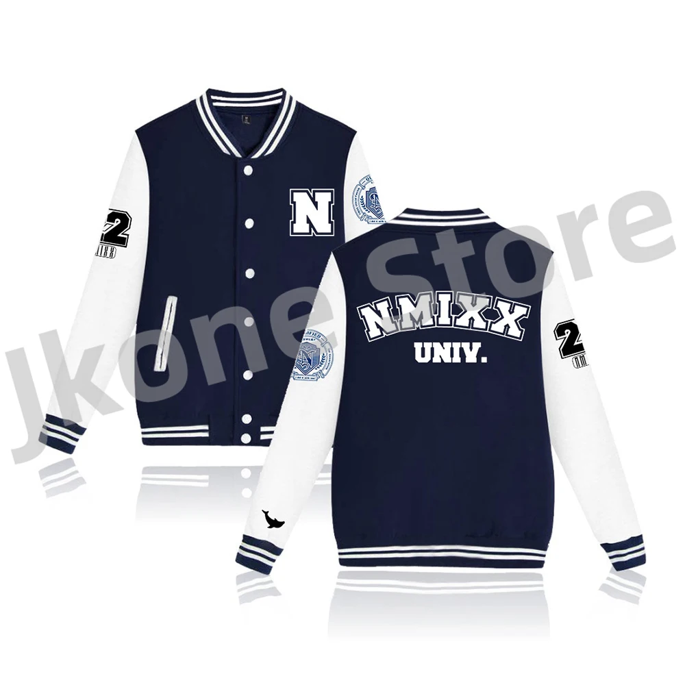 NMIXX Varsity Baseball Jacket MIXX University Merch Women Men Fashion Casual KPOP Style Sweatshirts 3