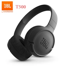 JBL – écouteurs sans fil Bluetooth T500BT, oreillettes pliables originales, basses profondes, son, jeu de sport, avec micro, suppression du bruit