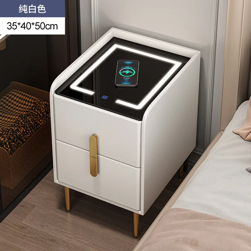 LED Ultra Narrow Smart Bedside Table with Wireless USB Charging Creative Multi-Functional Infrared Sensitive 3-tone Dimming