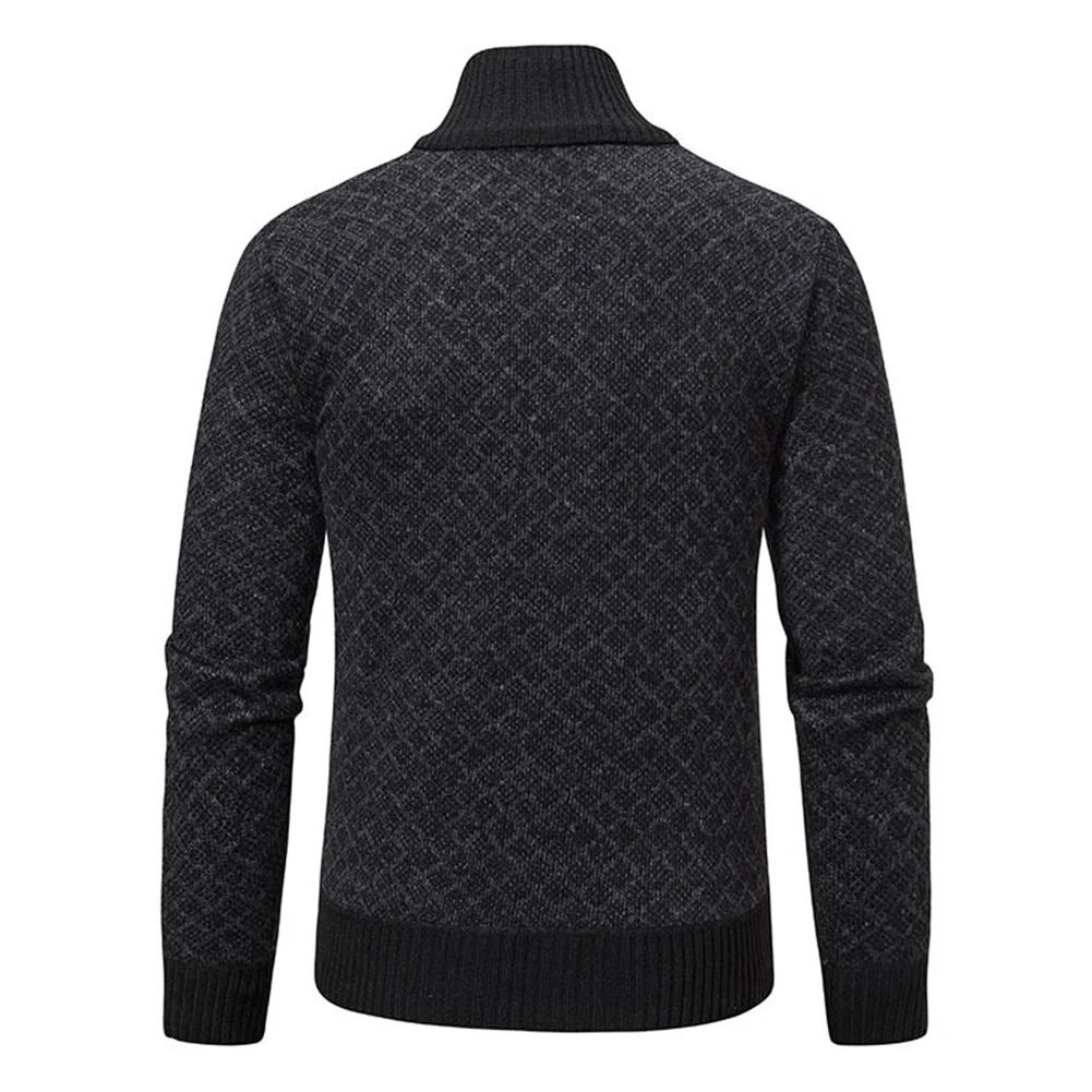 

Cable Knitted Wool Blend Men's Cardigan Winter Knitwear for Warmth Solid Color Coat Casual Fashion Sweater Stand Collar