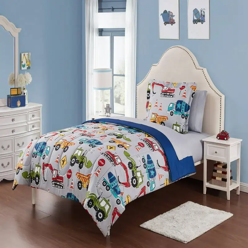 

Trucks 5-Piece Bed in a Bag Bedding Set with Sheet Set, Twin Cinnamoroll bedding Demon slayer plush Cuphead Bubu and dudu Bed st