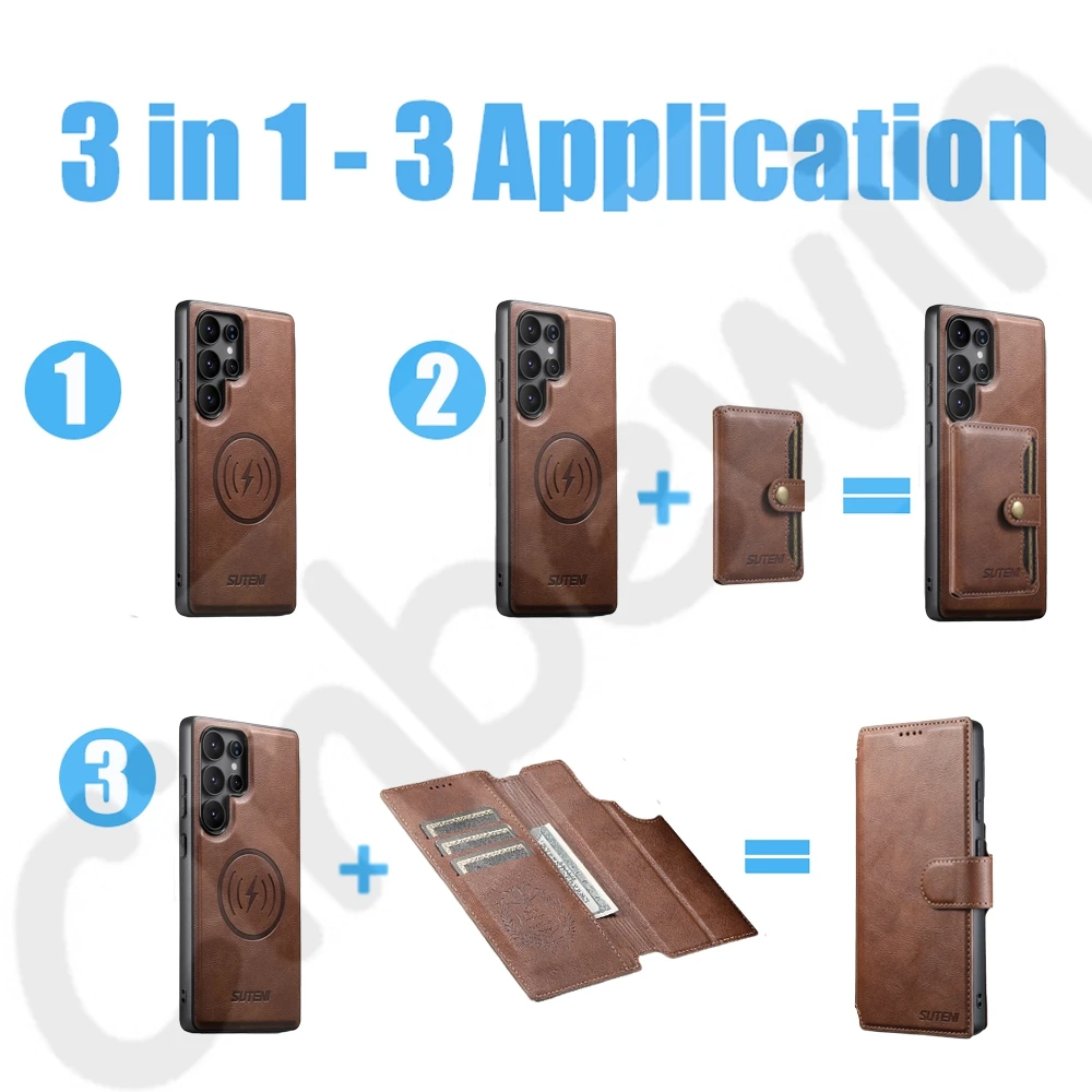 Premium 3-in-1 Flip Wallet Leather Phone Case with Card Holder and Magnetic Closure