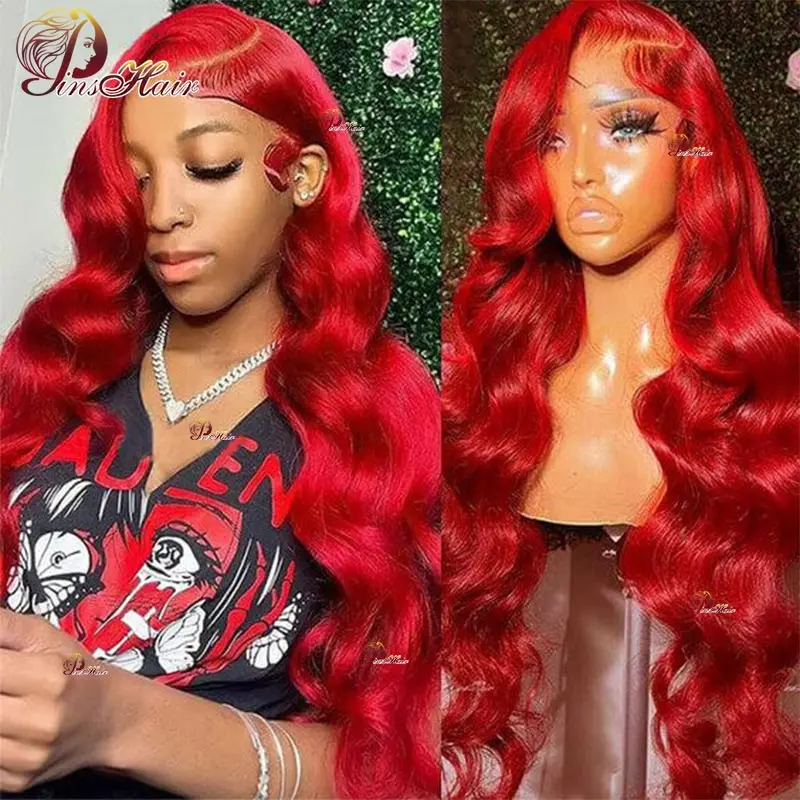 

Red Color Lace Front Human Hair Wigs For Women Body Wave Lace Front Wig Burgundy 99J 13X4 Lace Frontal Wig Remy Human Hair 180%