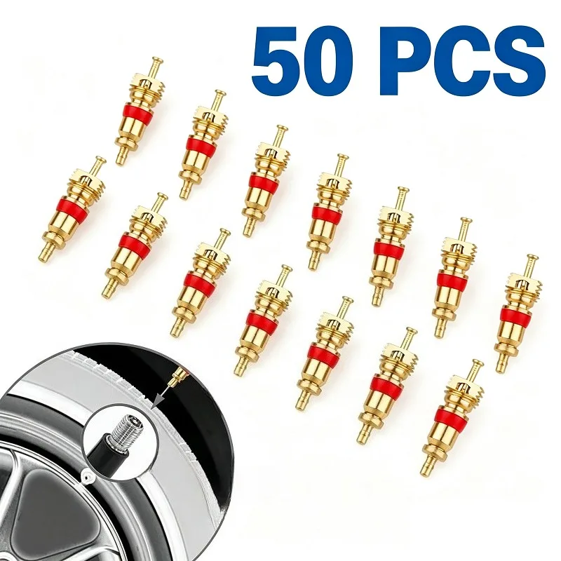 50PCS 자전거 타이어용 황동 슈레이더 밸브 코어 자동차 전기 자전거 에어 노즐 교체 부품