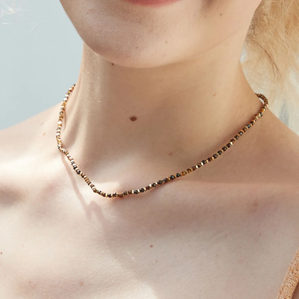 ZMZY-Collier Ras du Cou Vintage Unique pour Femme, Charbon Naturel, Simple, Perlé, Bijoux de Styliste, Nouvelle Collection