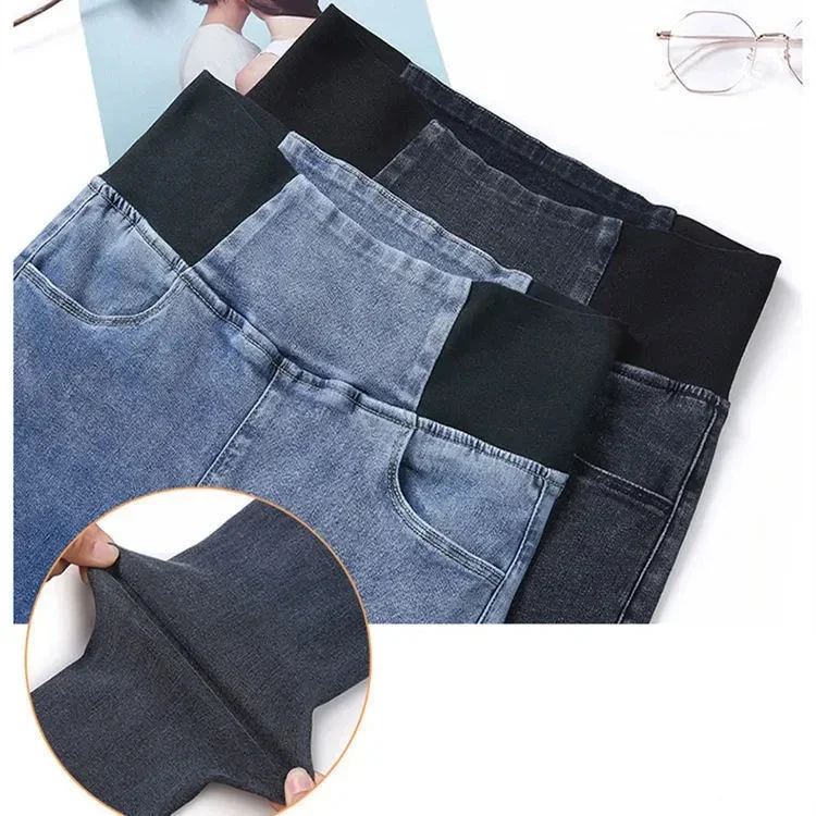 2024 New Slim Stretch Women Jeans 26-38 Big Size Casual Pencil Vaqueros Patchwork High Waist Skinny Pants Spring Denim Leggings