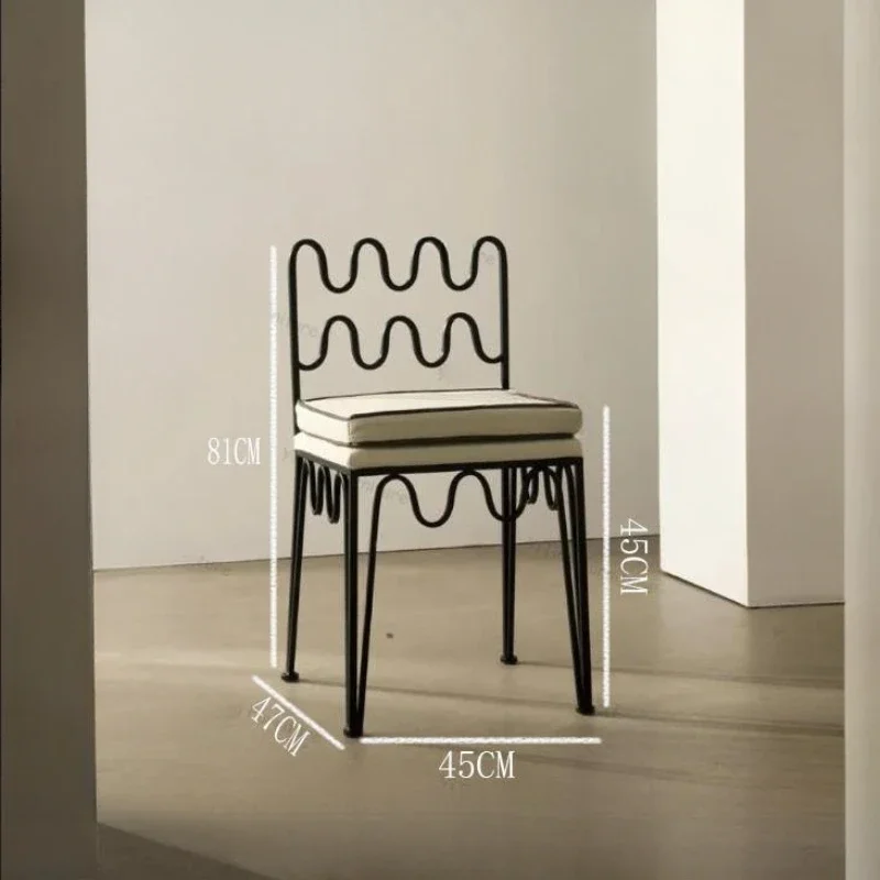 Iron Dining Chair Designer Home Retro Wave Creative Antique Leisure