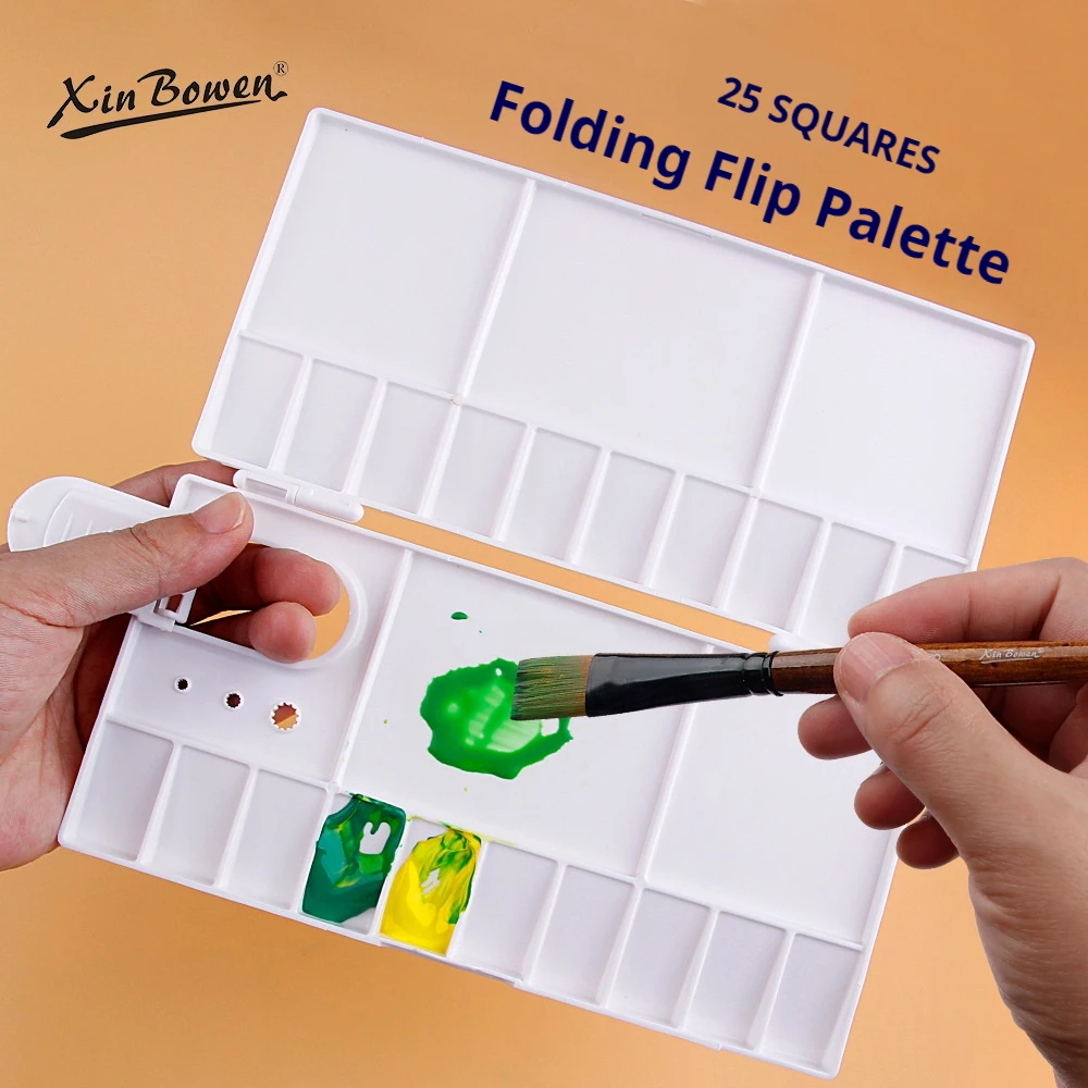 Small plastic pigment palette watercolor/acrylic/oil painting flip paint box student art
