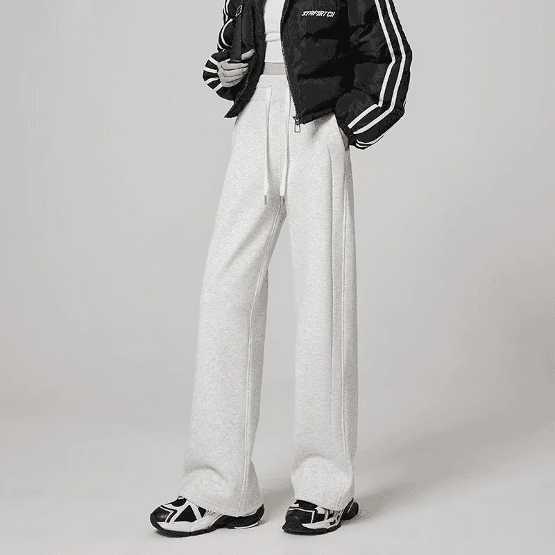 Running Sweatpants Women Winter High Waisted Skinny Shade Meat Loose Draped Fitness Wide Leg Pants Soft Gym