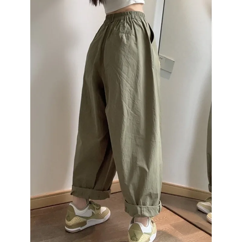 Deeptown Casual Wide Pants Women Vintage Streetwear Oversize Trousers Korean Fashion Black Cargo Pants Autumn New Harajuku Retro