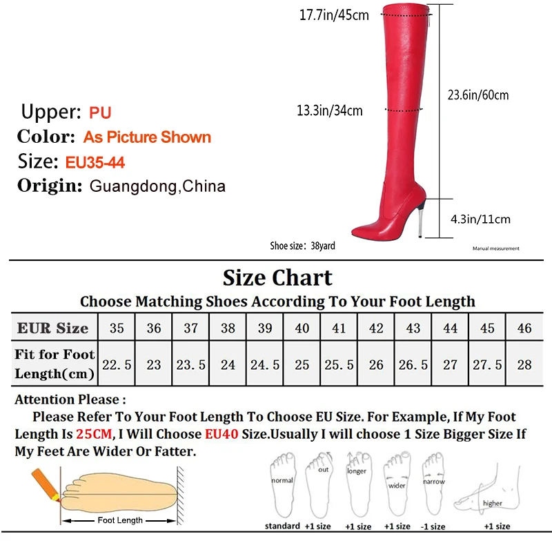 Women Over-the-Knee Thigh High Long Boots Pointed Toe Metal Zipper Spring Autumn Stretch Boots Big Size 34-44 Thin Heel Stiletto