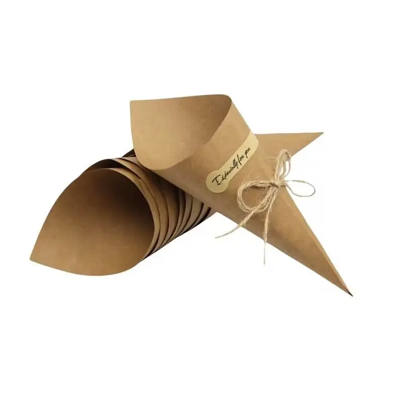 

Kraft Paper Bouquet Wrapping Paper Cone, Black Primary Color Greeting Card, DIY Vintage Dried Flower Gift Cone, 50Pcs