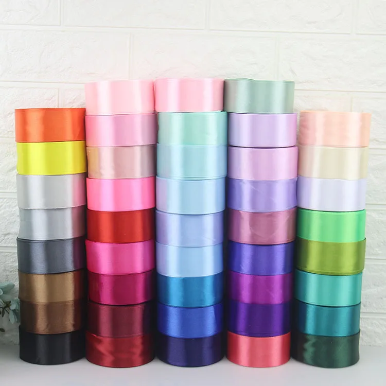 Wedding Birthday Party Decorative Satin Ribbons White Black Blue Pink Purple Green Red Orange Yellow Silk Satin Ribbons 22Meters satin ribbons