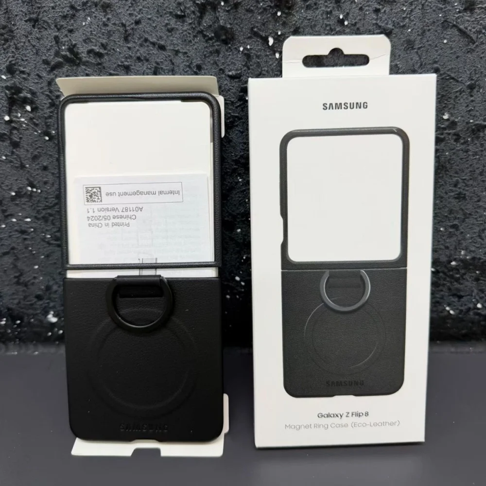 Leather Magnetic Ring Holder Case - Texture Shockproof Protective Cover, Foldable Phone Shell