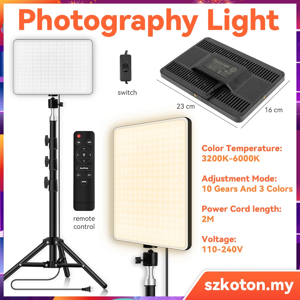 LED Video Light With Professional Tripod Stand Remote Control Dimmable Panel Lighting Studio Photo Live photography Fill-in Lamp |