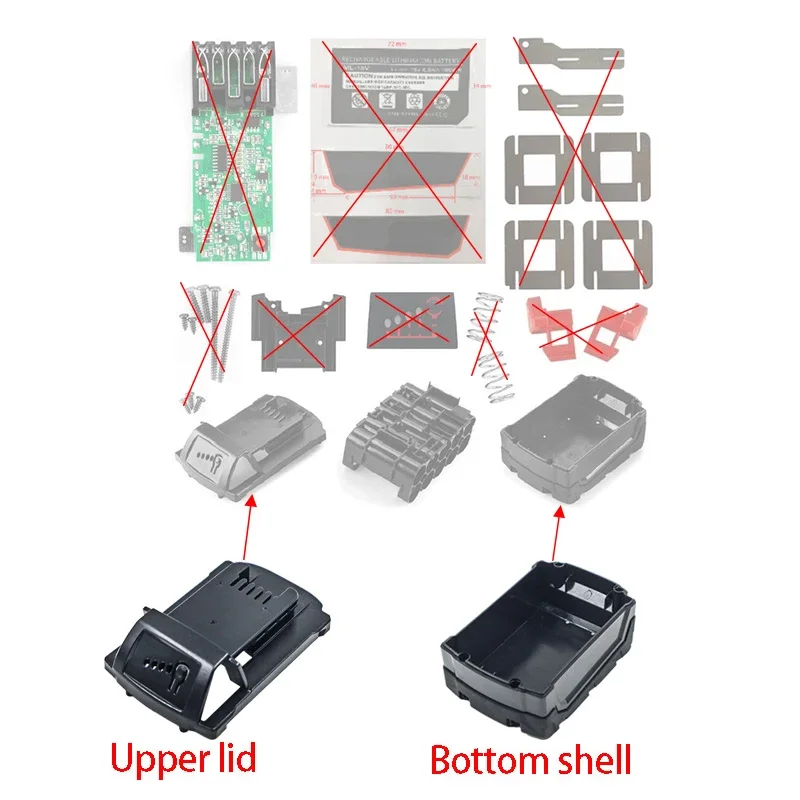 Battery Case Assembly Parts For Milwaukee 18V 48-11-1815 Lithium Battery Upper Cover Back Case Enclosure Accessories