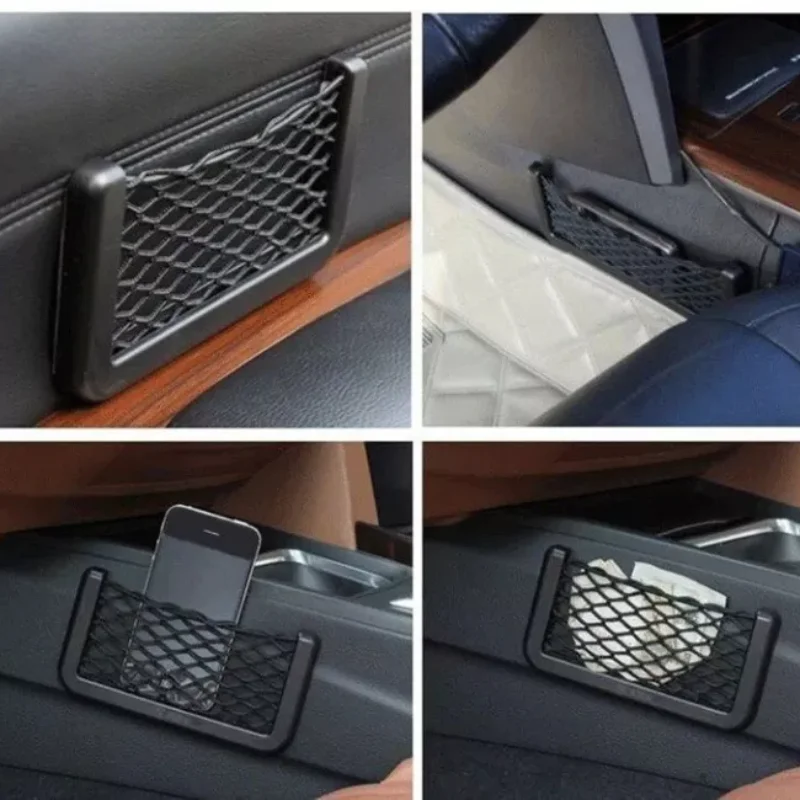 1/2Pcs Car Organizer Storage Bag Auto Paste Net Pocket Phone Holder Car  Accessories Universal Elastic Mesh Bag - AliExpress