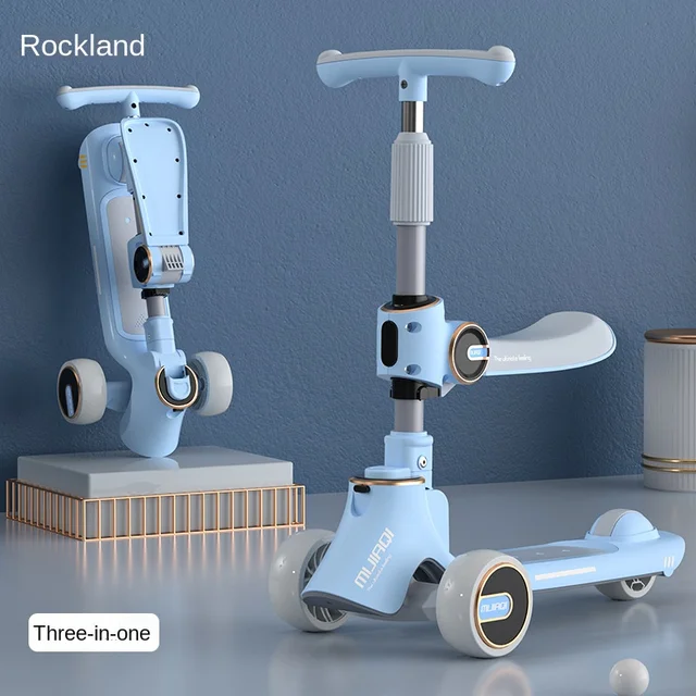 Child Scooter 2-12 Year Old Folding Shine Balance Bike Adjustable Height Skateboard 2 In 1 Baby Stroller Gift For Baby 4