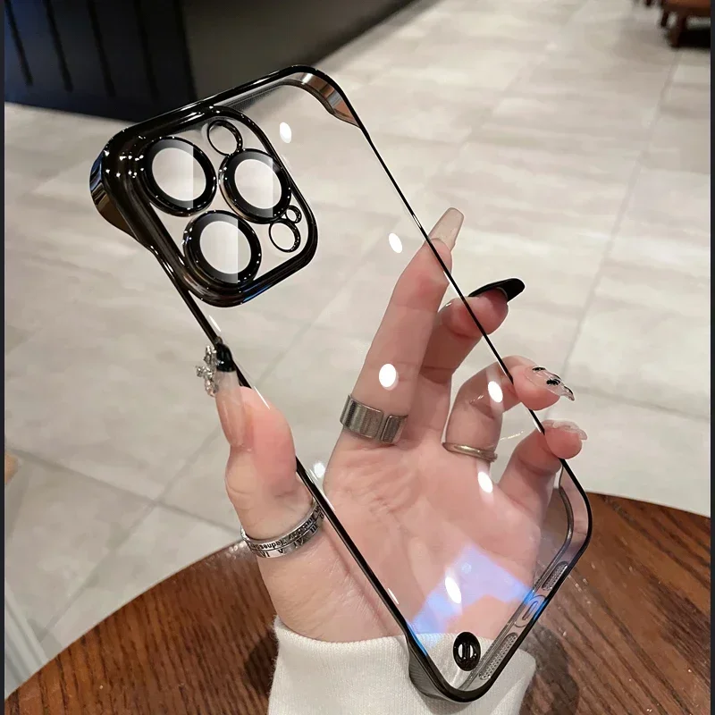 Ultra Thin Luxury Plating Shockproof Clear Phone Case with Hard Transparent Cover