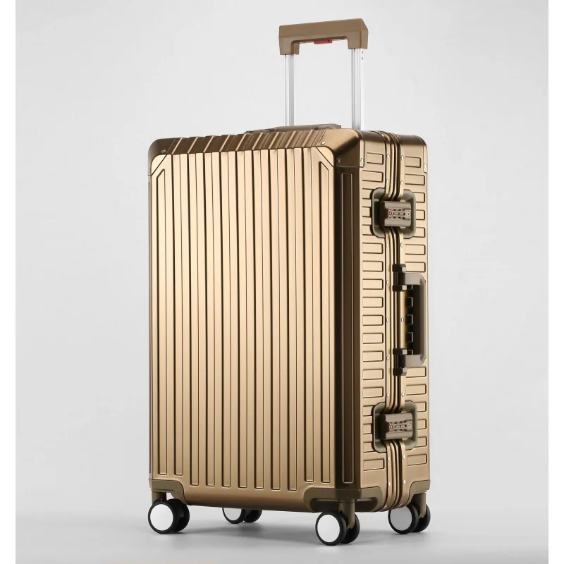 Suitcase Aluminum-Magnesium Alloy Trolley Case All-Metal Travel suitcase Rolling Luggage Universal Wheel Luxury brand Luggage