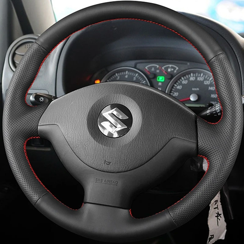 DIY Schwarz Tragbare Kunstleder Auto Lenkrad Abdeckung Für Suzuki Jimny 2005-2014 Anpassen Lenkung Wrap Auto Zubehör