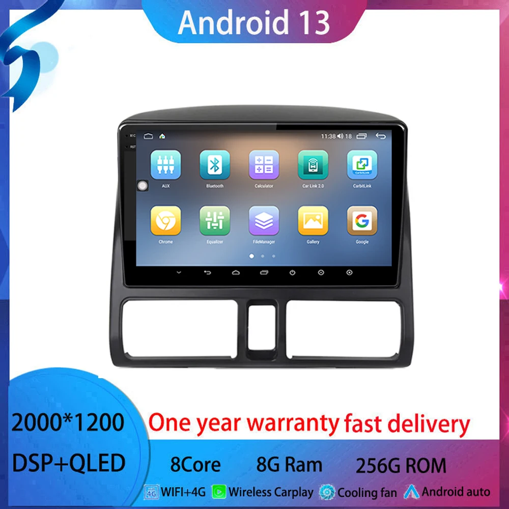 

For Honda CR-V 2 2001-2006 android 13 Car Radio Multimedia Video Player Navigation stereo GPS WIFI+4G QLED Screen BT Carplay