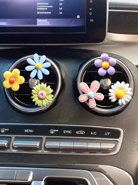 6 Pcs Daisy Car Air Vent Clips, Cute Flower Decor for Auto AC Vents, Spring Summer Style, Decor Only, Unscented 1