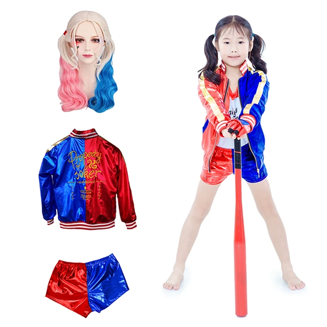 Fantasia Arlequina Costume Cosplay харли квинн Joker Clown Girls Kids Adult  Jacket T-shirt Pants Suit - AliExpress