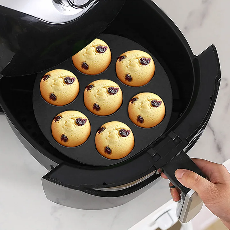 Silicone Air Fryer Cake Mold Baking Muffin Cupcake Tray Airfryer Liner Pan  Bakeware Mat Kitchen Microwave