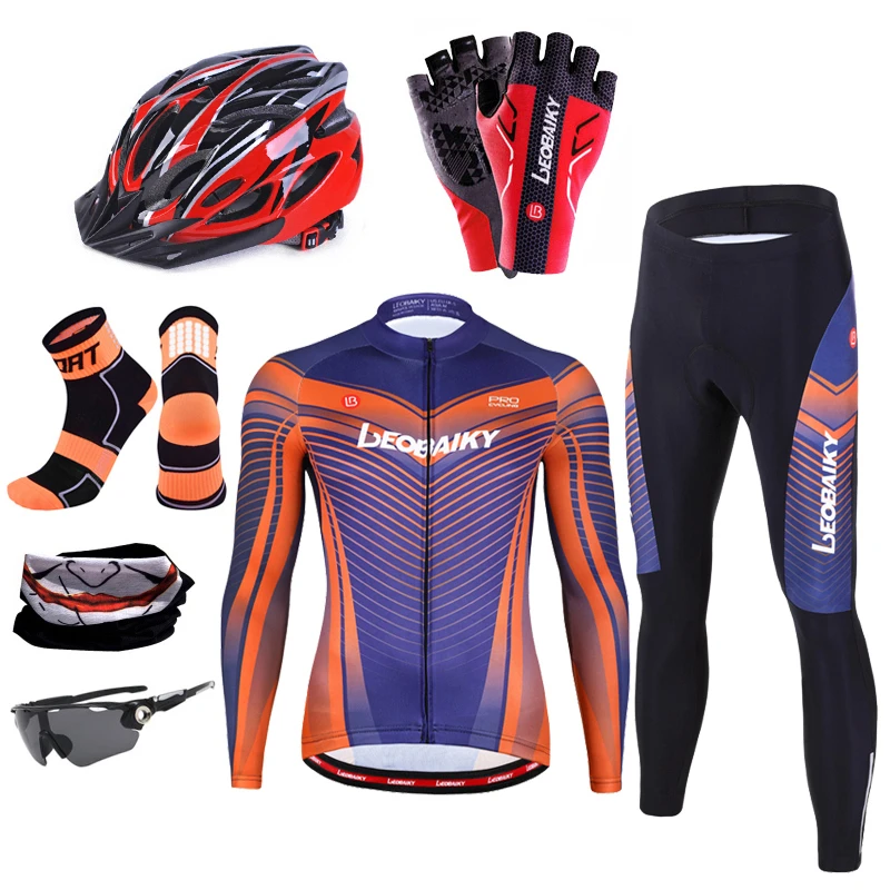 Ropa ciclismo para hombre, conjunto de ropa de manga larga para bicicleta de montaña o de carretera, accesorios montar, equipo de verano|Conjuntos de ciclismo|