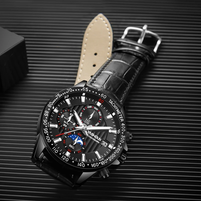 Fashion Mens Watches  Stainless Steel Top Brand Luxury Sports Waterproof Chronograph Quartz Watch Men Relogio Masculino