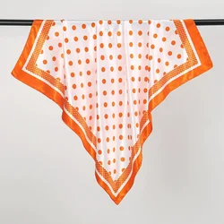 Elegant Satin Polka Dot Head Scarf and Neck Wrap (Orange)