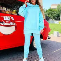 Survêtement Chic surdimensionné avec fermeture éclair au dos, ensemble Long à capuche + pantalon, vêtements de sport de rue, pull Hip-Hop, tenues deux pièces pour femmes, hiver 5