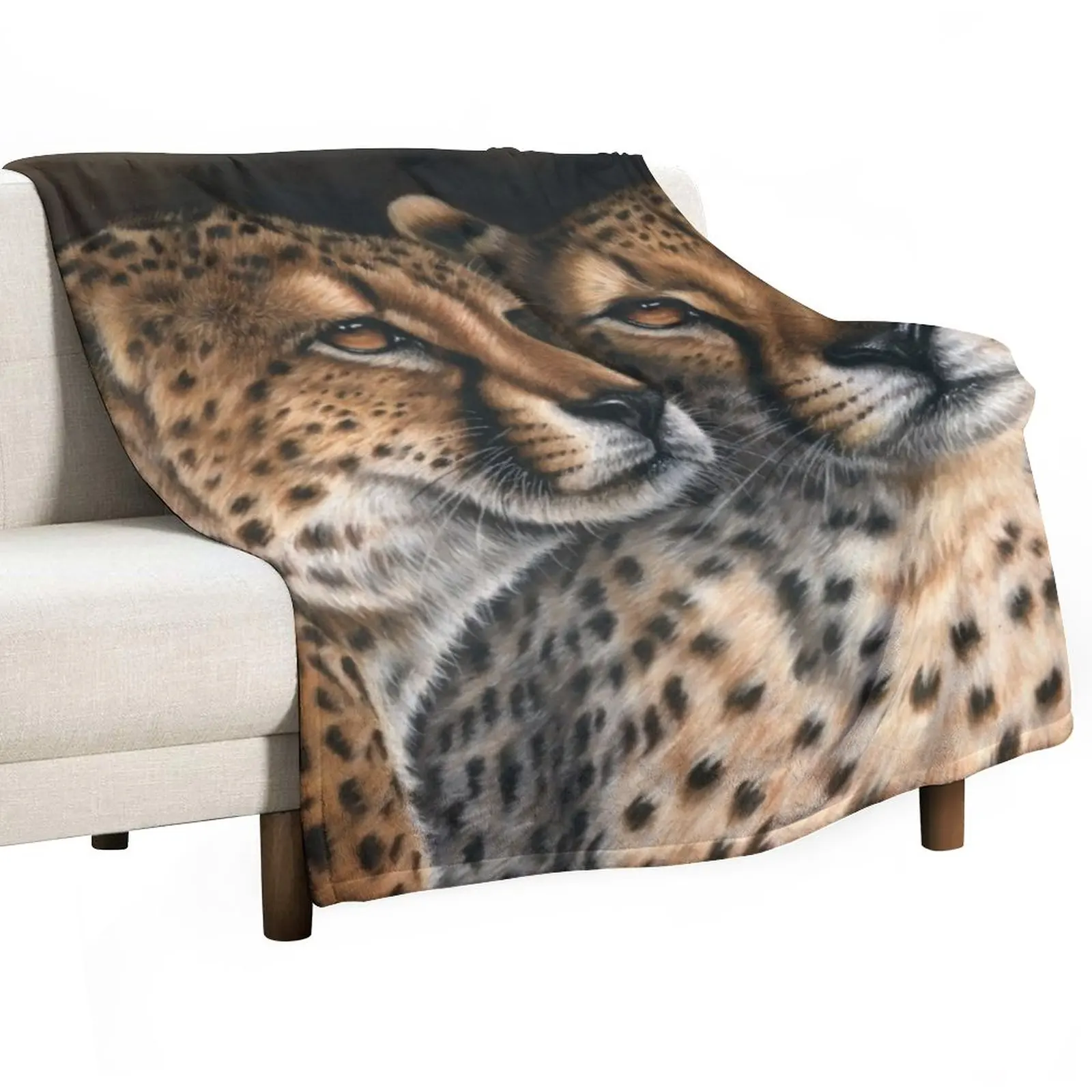 

Wildlife Artwork of Two Cheetahs Throw Blanket Sofa Blanket Multi-Purpose Comforter Blanket