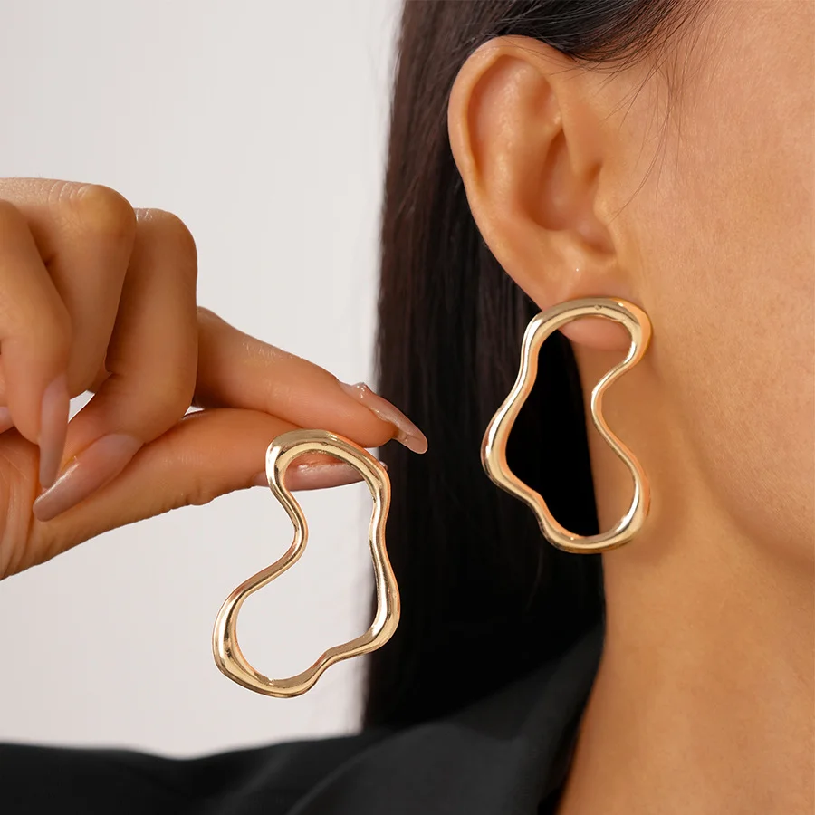Stainless Steel Hollow Irregular Earrings For Women