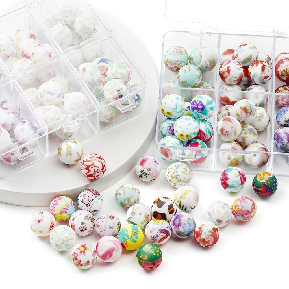 Description Picture 5 of item15mm 20Pcs/Lot Printed Silicone Beads Baby Nursing Chewable Teething Beads Pacifier Teether DIY Necklace Accessories